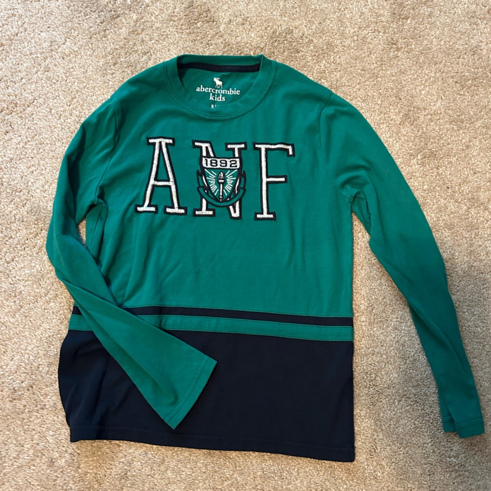 Abercrombie Kids Green and Navy Long Sleeve Tee
